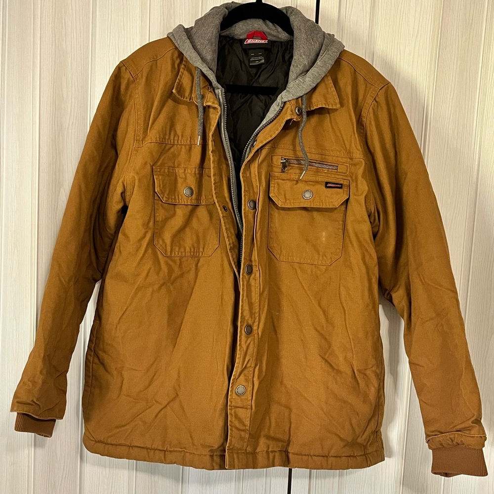 Genuine Dickies Hooded Jacket • Work Jacket • Tan Jacket With Hood